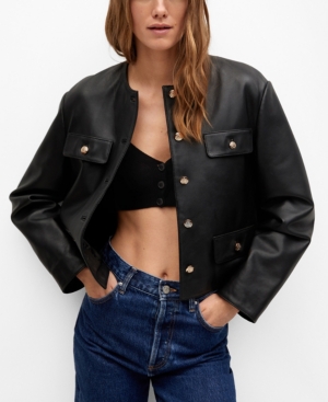 Mango Pocket Leather Jacket