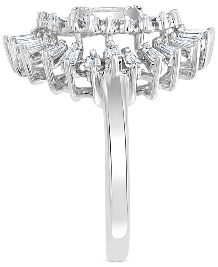 EFFY Collection - Diamond Baguette Cluster Statement Ring (1-1/3 ct. t.w.) in 14k White Gold