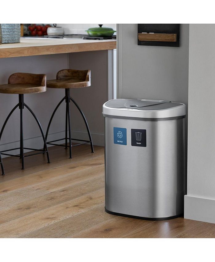 NINE STARS GROUP USA INC Dual Compartment Motion Sensor Trash Can, 18.5