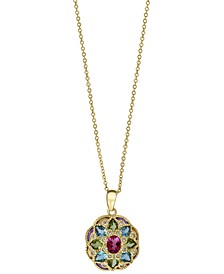 EFFY® Multi-Gemstone (2-3/4 ct. t.w.) & Diamond (1/20 ct. t.w.) 18" Pendant Necklace in 14k Gold