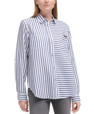 Mixed Stripe Button-Front Shirt