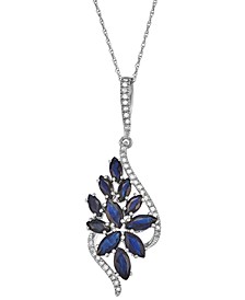 Sapphire (2-7/8 ct. t.w.) & Diamond (1/6 ct. t.w.) Flower Cluster 18" Pendant Necklace in 14k Gold (Also in Ruby & Emerald)