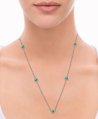 Sapphire (7/8 ct. t.w.) & Diamond (1/4 ct. t.w.) Halo 16" Statement Necklace in 14k White Gold (Also in Ruby & Emerald)