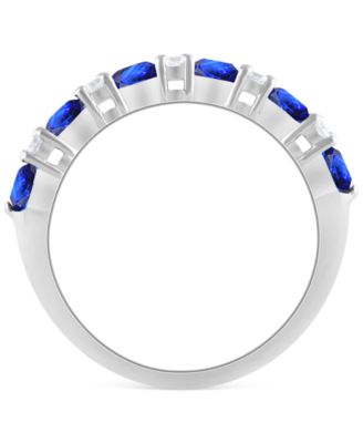 Sapphire (1-1/2 ct. t.w.) & Diamond (1/3 ct. t.w.) Stacking Band in 14k White Gold (Also in Emerald & Ruby)