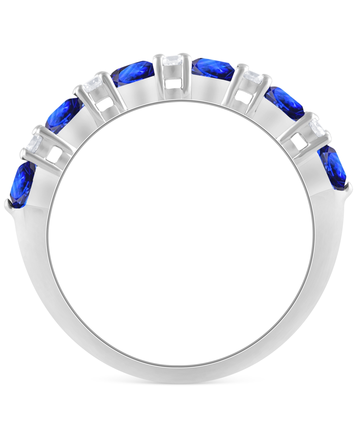 (1-1/2 ct. t.w.) & Diamond (1/3 ct. t.w.) Stacking Band in 14k White Gold (Also in Emerald & Ruby) - Sapphire
