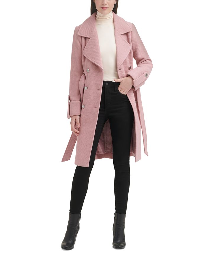 GUESS Women's Double-Breasted Belted Walker Coat & Reviews - Coats ...