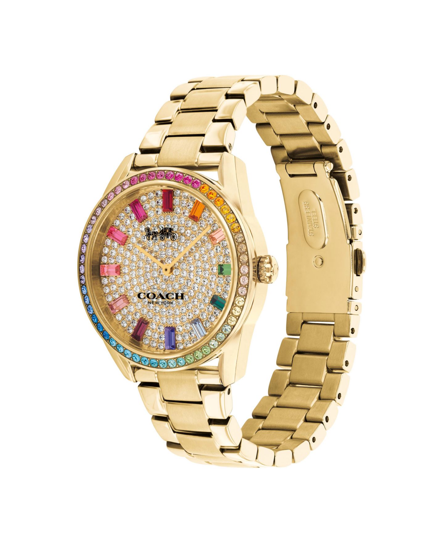 Женские часы COACH Preston Rainbow Gold-Tone Bracelet Watch 36mm, цвет: Золотой — фото 3