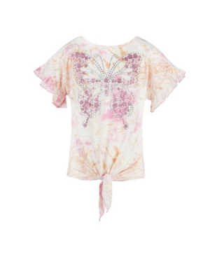 Big Girls Short Sleeve Tie Front Top