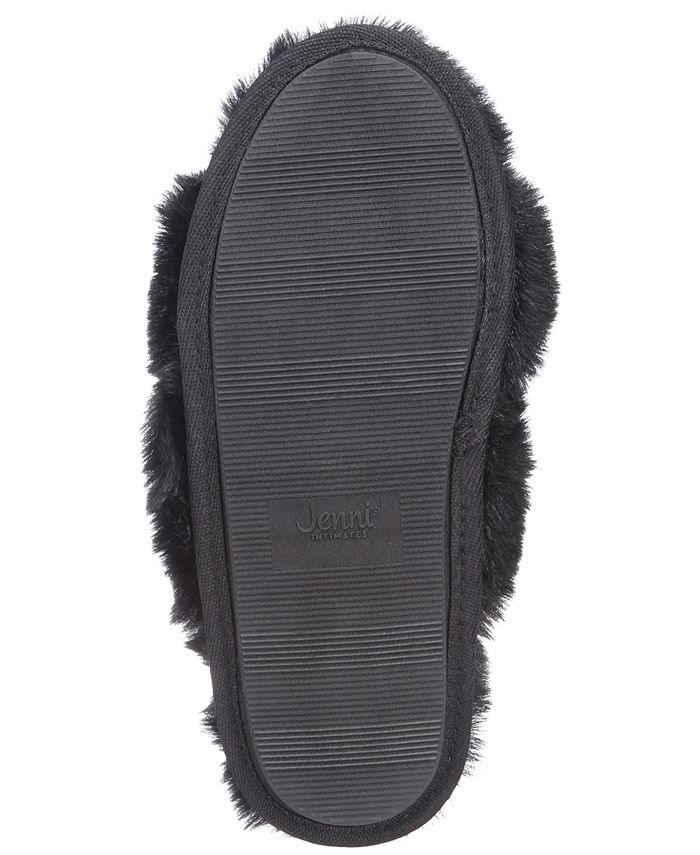 Jenni Women's Faux-Fur Solid Crossband Slippers, Created for Macy's ...