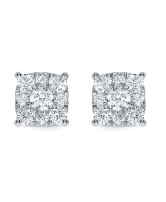 Diamond Square Cluster Stud Earrings (2 ct. t.w.)