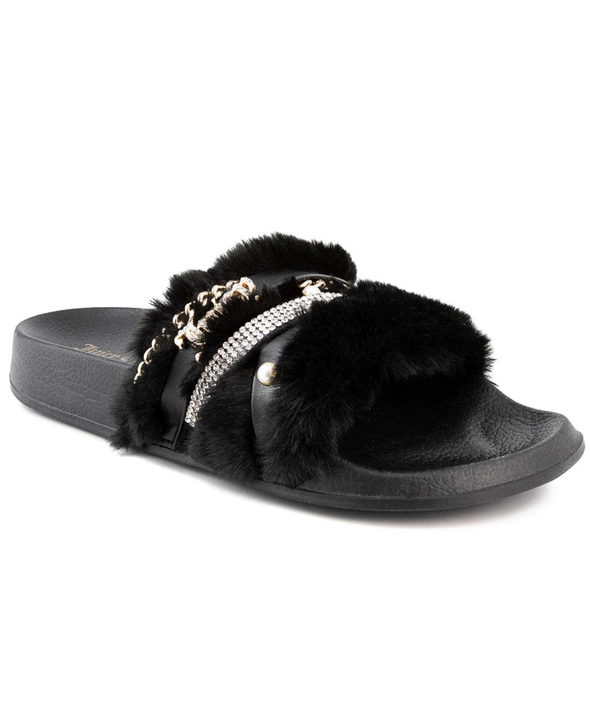 Women's Styx Faux Fur Slide Sandals - Black