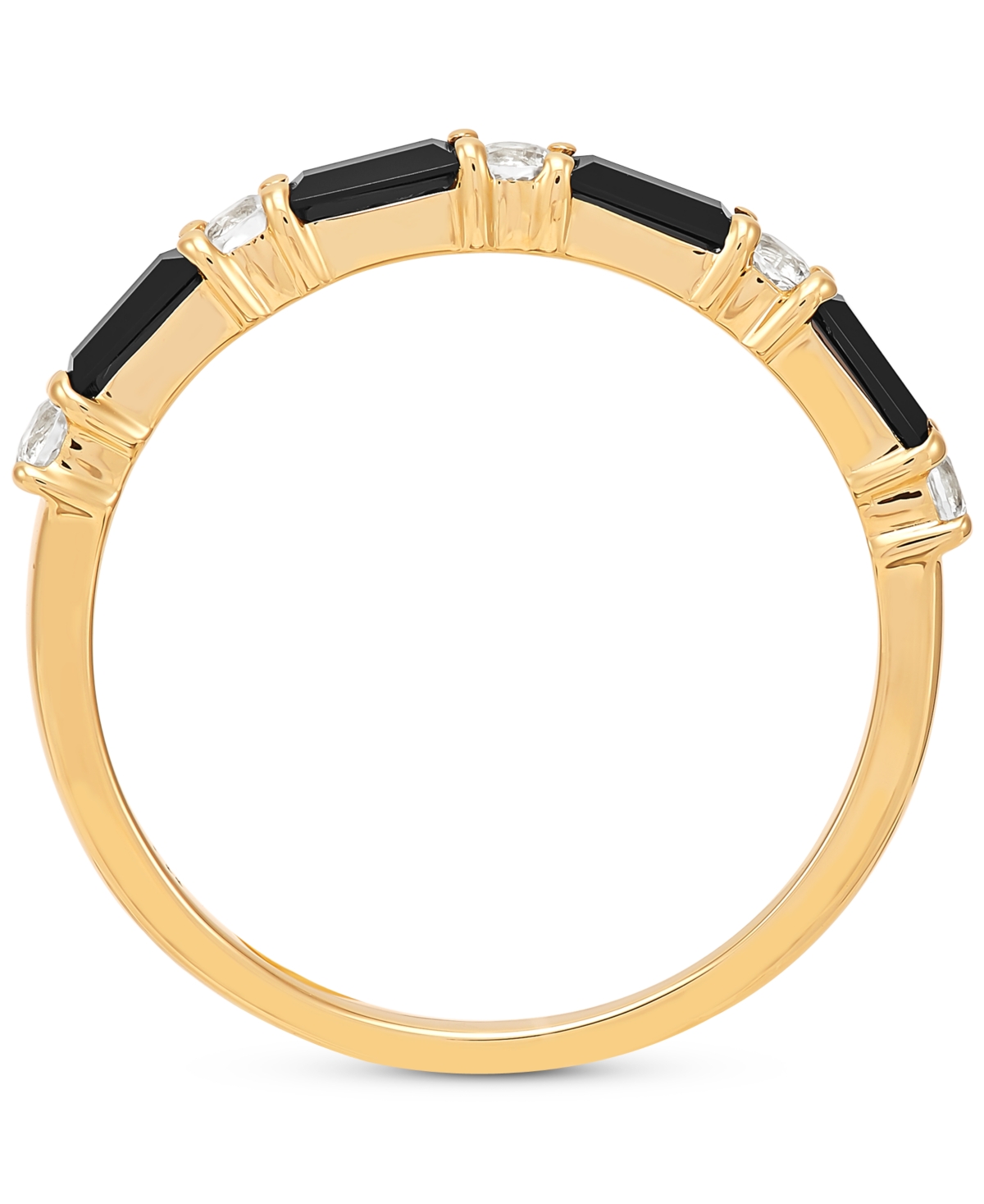 Onyx & White Topaz (1/4 ct. t.w.) Stack Ring in 14k Gold - 14K Yellow Gold