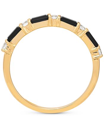 Macy's - Onyx & White Topaz (1/4 ct. t.w.) Stack Ring in 14k Gold