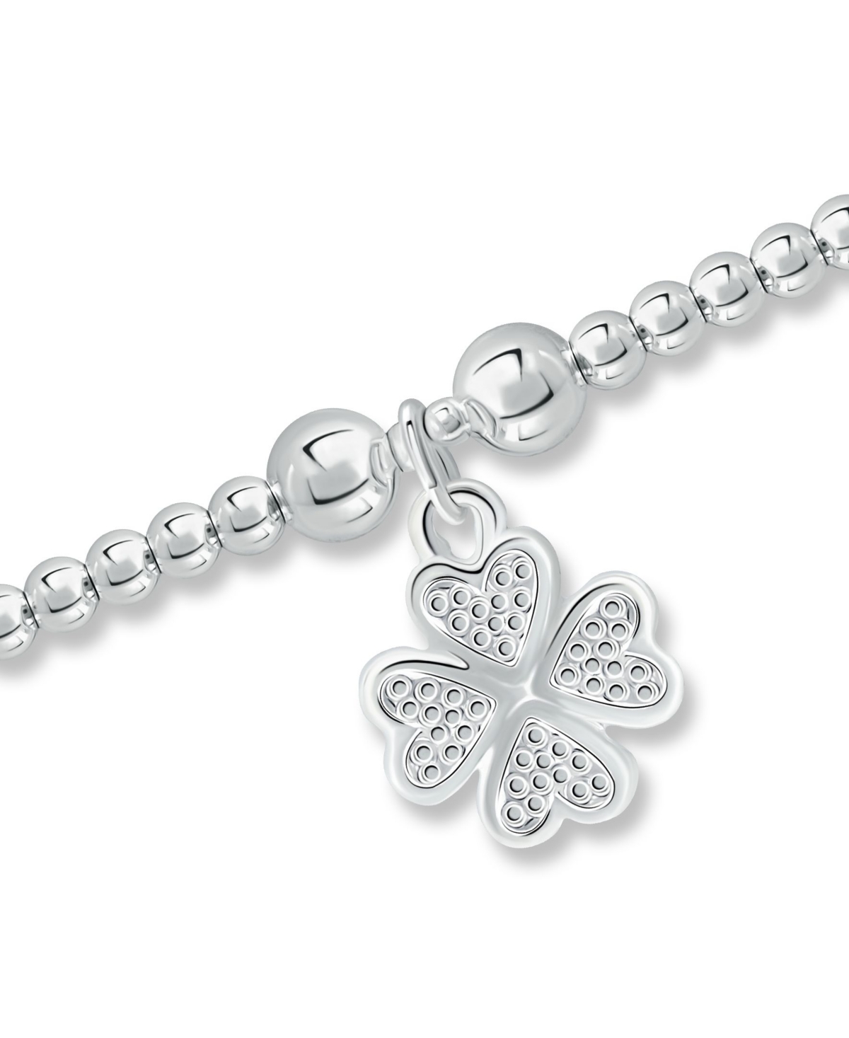 Bead Flower Charm Bracelet Plate - Silver