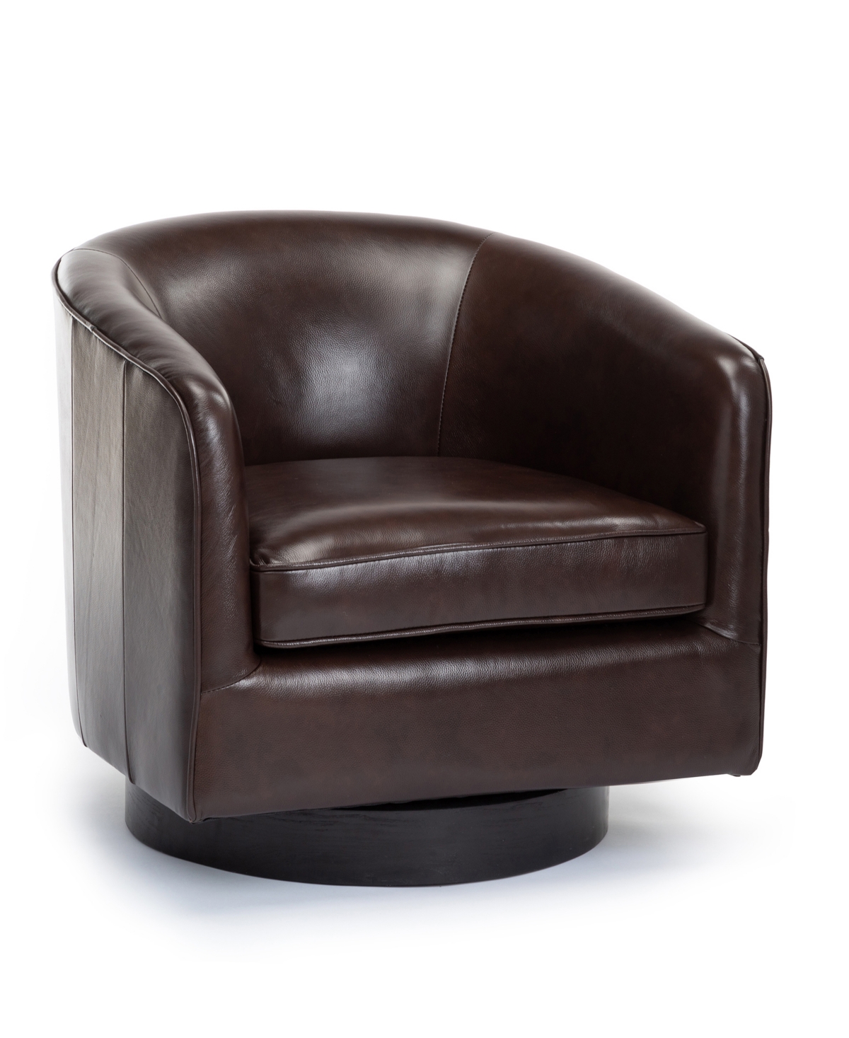 Comfort Pointe Turner Top Grain Leather Swivel Chair In Dark Brown