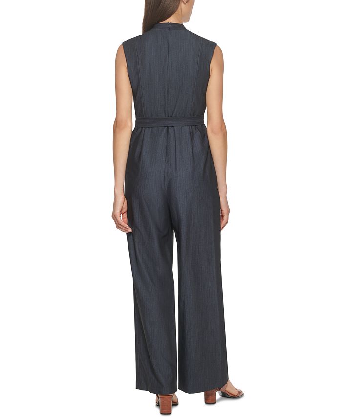 Calvin Klein Belted Chambray Jumpsuit - Macy's