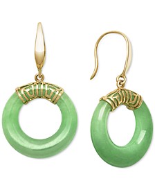Dyed Jade Circle Drop Earrings in 14k Gold