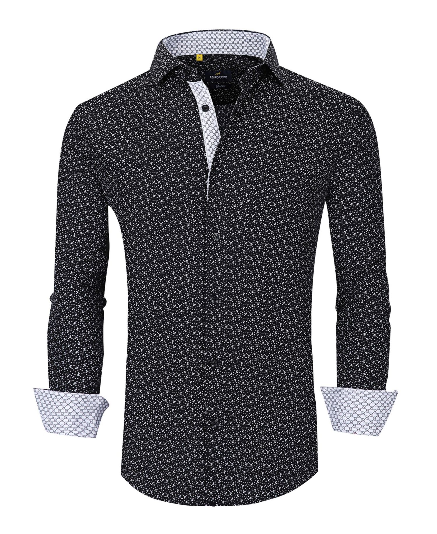 Men's Slim Fit Business Nautical Button Down Dress Shirt