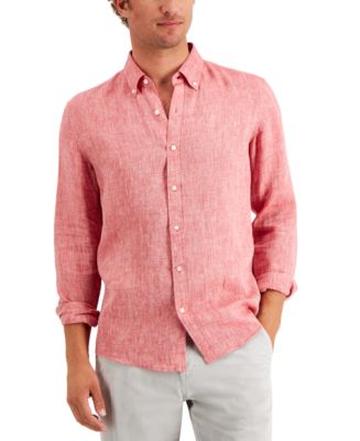 Michael Kors Men's Long Sleeve Linen Shirt - Macy's