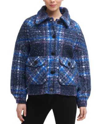 Calvin Klein Women's Plaid Shirt Jacket 