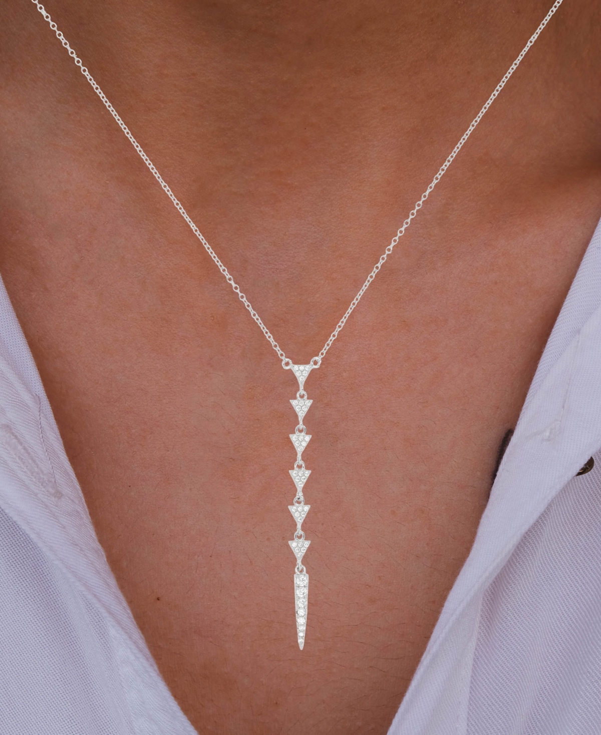 Cubic Zirconia Triangle Lariat Necklace  16
