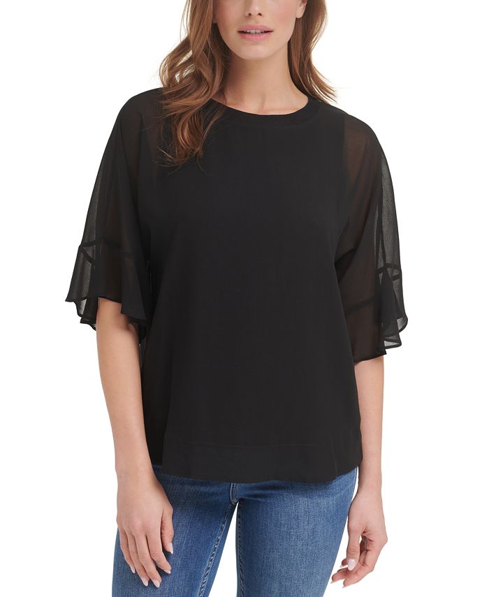 calvin klein ruffle sleeve