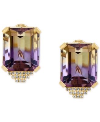 Ametrine (19-3/8 ct. t.w.) & Diamond (1/8 ct. t.w.) Stud Earrings in 14k Gold