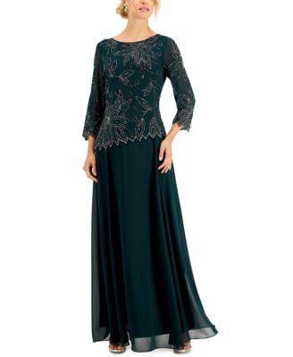 macys j kara beaded overlay gown