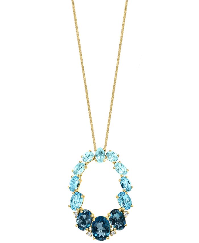 LALI Jewels - Multi-Topaz (5-3/8 ct. t.w.) & Diamond (1/20 ct. t.w.) 18" Pendant Necklace in 14k Gold