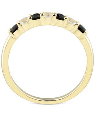 Onyx & White Topaz (1/4 ct. t.w.) Stack Ring in 14k Gold