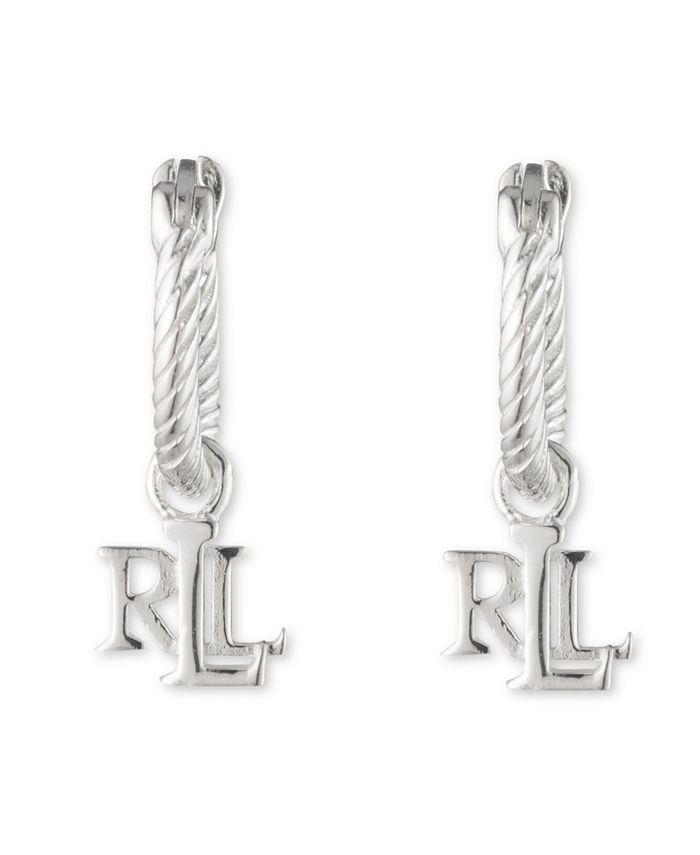 Lauren Ralph Lauren Women's Chain Rope Huggie Hoop Earrings with LRL ...