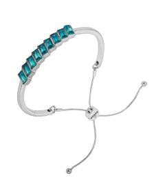 Silver-tone And Blue Ombre Stone Bangle Bracelet