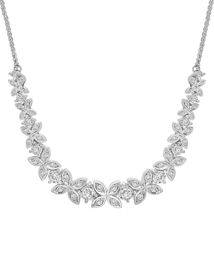 Wrapped in Love - Diamond Butterfly Statement Necklace (1 ct. t.w.) in Sterling Silver, 16-1/2" + 2" extender