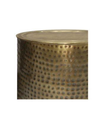 Corbin 16.1" Antique Gold Iron Wide Industrial Metal Side Table