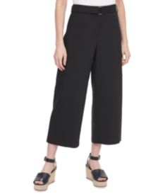 Belted Wide-Leg Cropped Pants