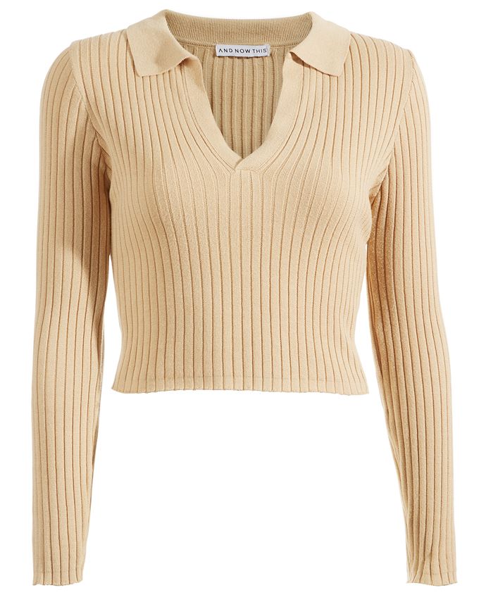 And Now This Women's Ribbed Polo Sweater & Reviews Sweaters Women