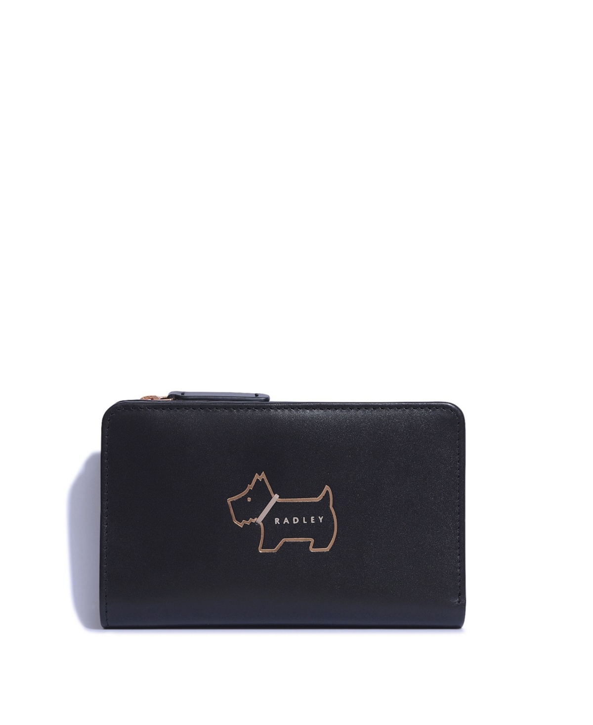 Women's Heritage Dog Outline Medium Leather Bifold Wallet - Black