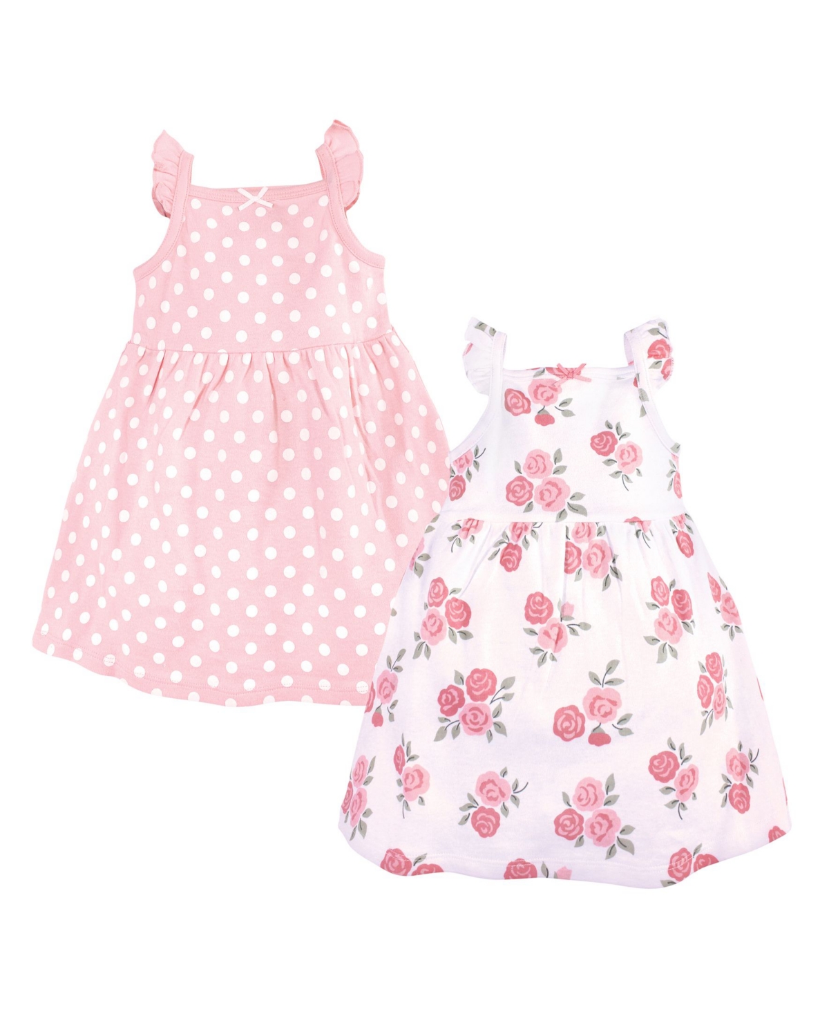 Hudson Baby Toddler Girls Dresses, 2 Piece Set In Soft Pink Roses