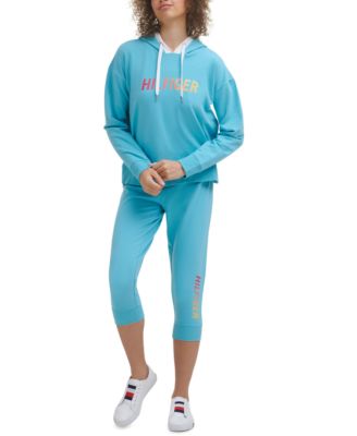 Tommy Hilfiger Women's Cropped Ombré Logo Hoodie Macy's