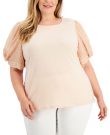 Plus Size Sheer Puff-Sleeve Top