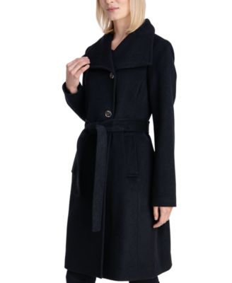 michael michael kors missy asymmetrical belted wool blend coat