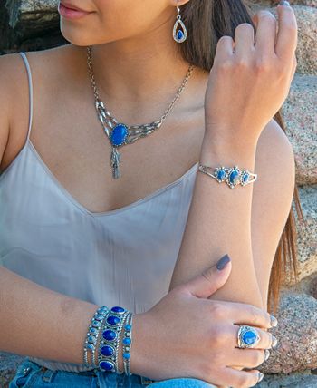American West - Lapis Lazuli Decorative Cuff Bracelet in Sterling Silver