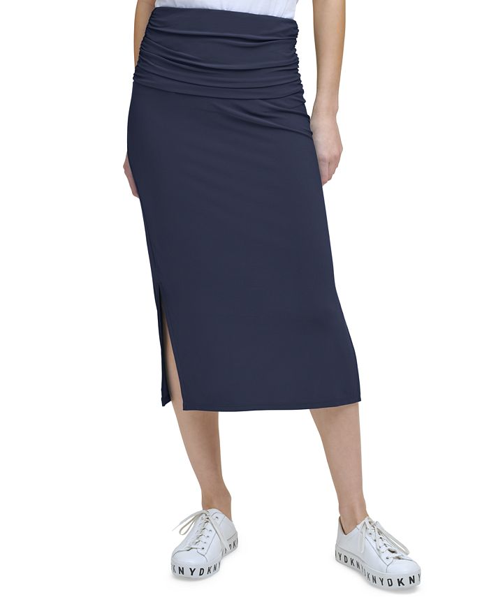 DKNY Ruched Midi Skirt - Macy's