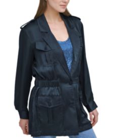 Elasticized-Waist Utility Blazer