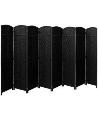 Extra Wide Double Hinged 8 Panels Partition Room Dividers - Mesh Hand-Woven Design Folding Privacy Screens, Wall Divider for Room Separation