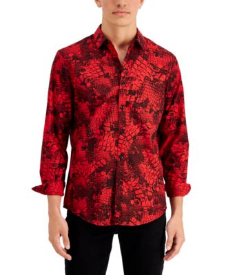 INC International Concepts - Men's Regular-Fit Crocodile-Print Shirt