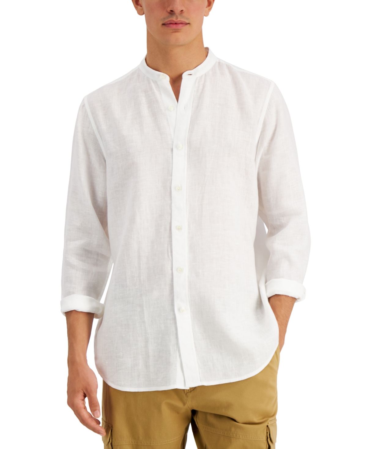 Men's 100% Linen Shirt, Created for Macy's - Billowing Cloud
