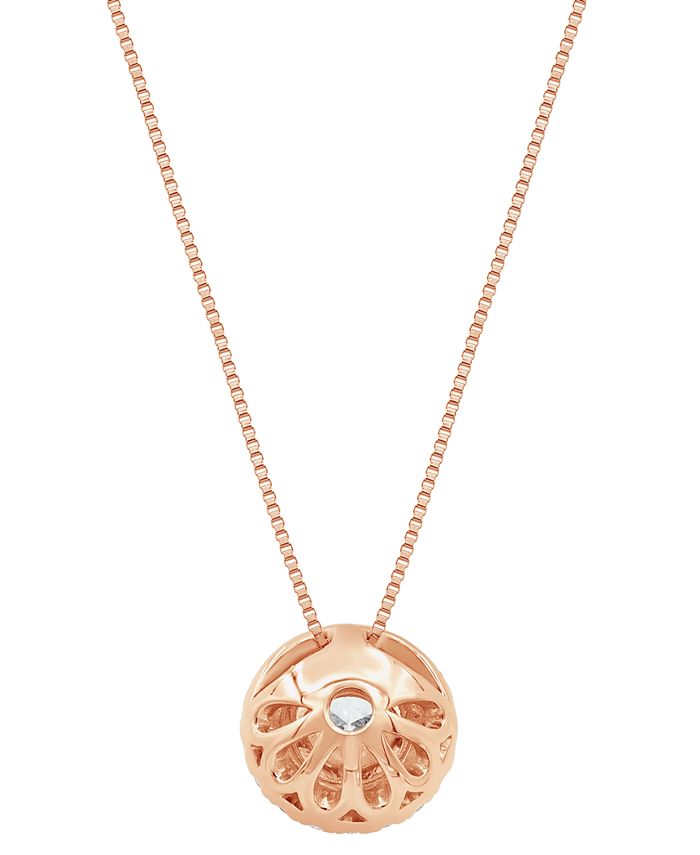 Macy's - Diamond Halo 18" Pendant Necklace (1 ct. t.w.) in 14k Rose Gold