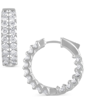 Macy's Diamond Double Row In & Out Hoop Earrings (5 Ct. T.w.) In 14k White Gold