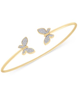 Wrapped - Diamond Butterfly Cuff Bangle Bracelet (1/6 ct. t.w.) in 14k Gold